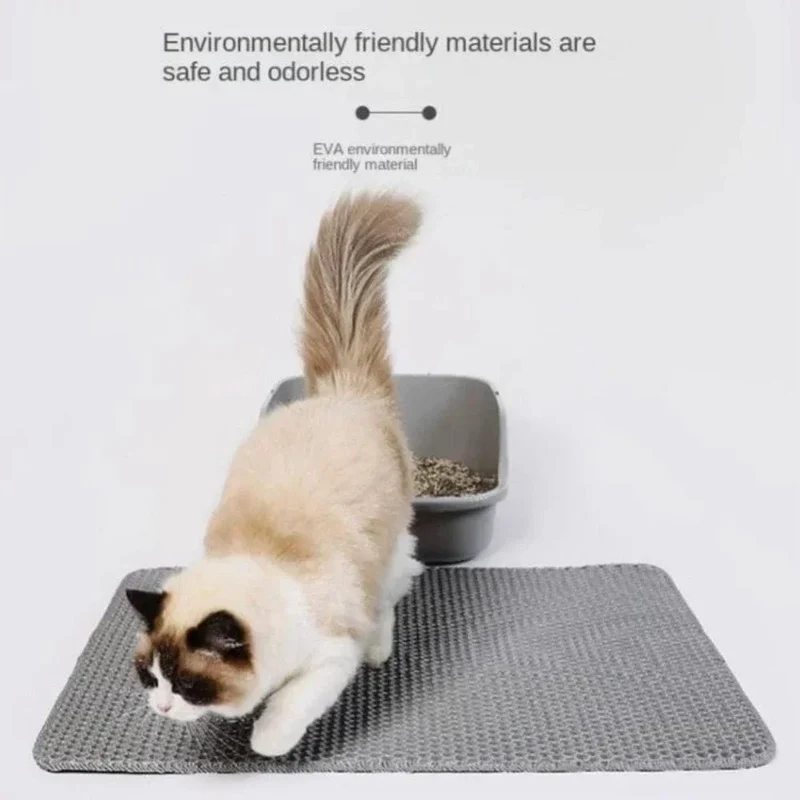 Katzenstreumatte, EVA, umweltfreundlich, doppellagig, rutschfest, Katzenstreu-Sandmatte für Katzentoilette, Katzenstreumatte, Katzenzubehör, 70 x 120 cm