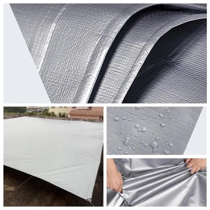 0.32 m wasserdichte PE-Plane Gartenplane Pflanzenboot Auto Frachtmarkise Schattentuch Haustierdachabdeckung Blau Schwarz Silber Markise