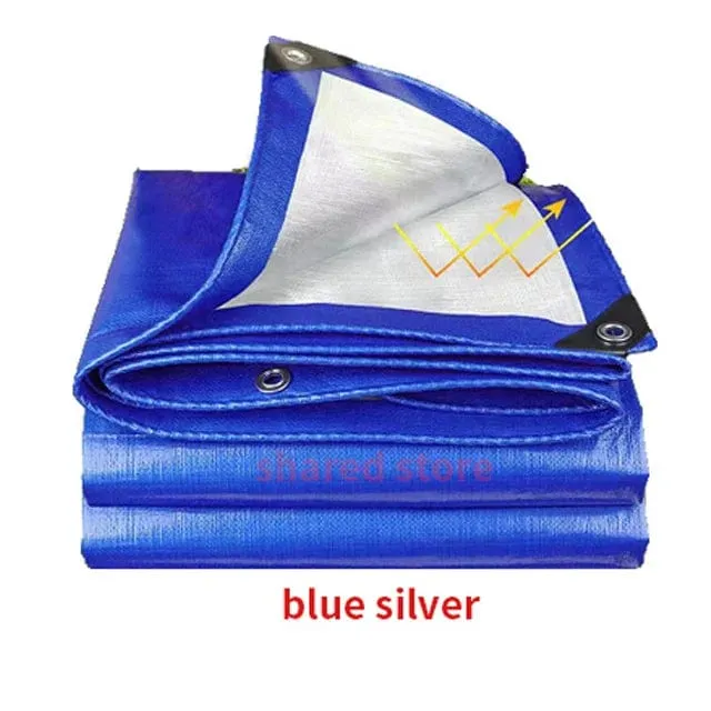 0.32 m wasserdichte PE-Plane Gartenplane Pflanzenboot Auto Frachtmarkise Schattentuch Haustierdachabdeckung Blau Schwarz Silber Markise