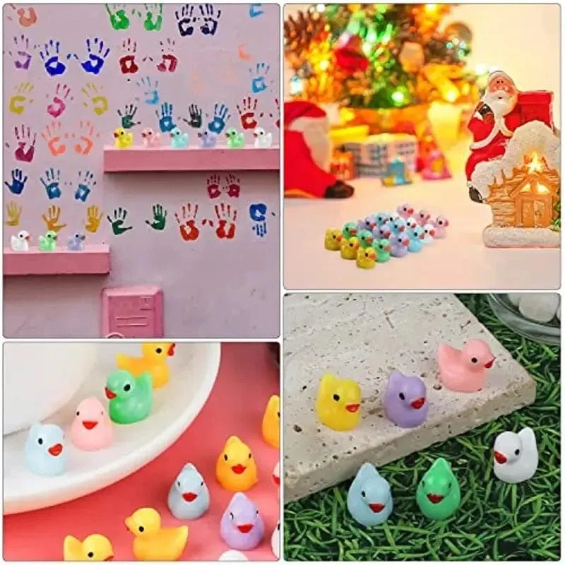 100 Miniatur-Enten aus Kunstharz, 6-farbiges Mischmodell, für Aquarium, Garten, Landschaft, Puppenhaus-Dekoration, Blumenerde, DIY-Zubehör