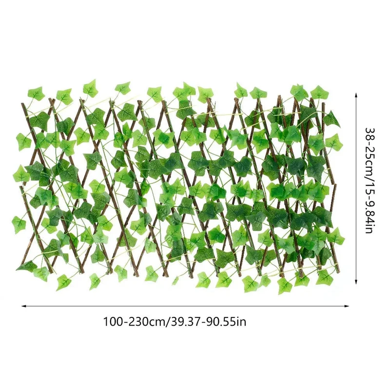 Neue Gartenabschirmung, erweiterbares Spalier, Sichtschutz, Hecke, künstliche künstliche Efeublätter, Holzzaun für Gartengebäude