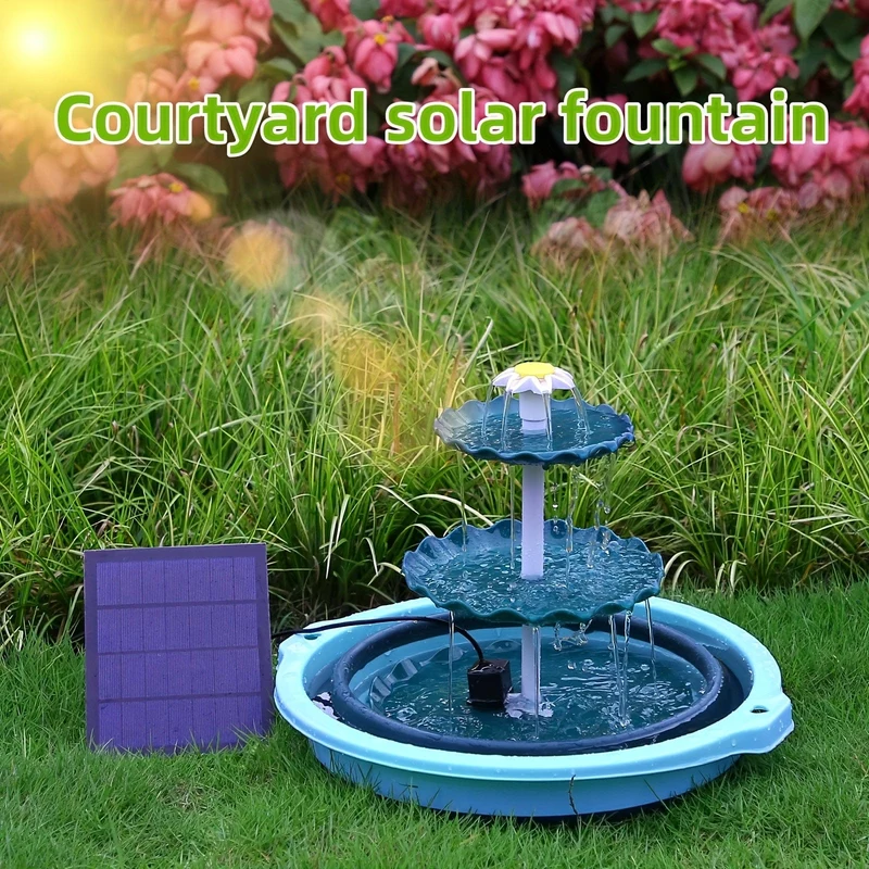 1 Stück Solar-Vogelbadbrunnen, Vogelbad mit 3.5 W Solarwasserpumpe, 1.5 W Scheibenbrunnen, abnehmbarer DIY-Solarbrunnen für Vogelbad, Terrasse, Garten, Außenbereich