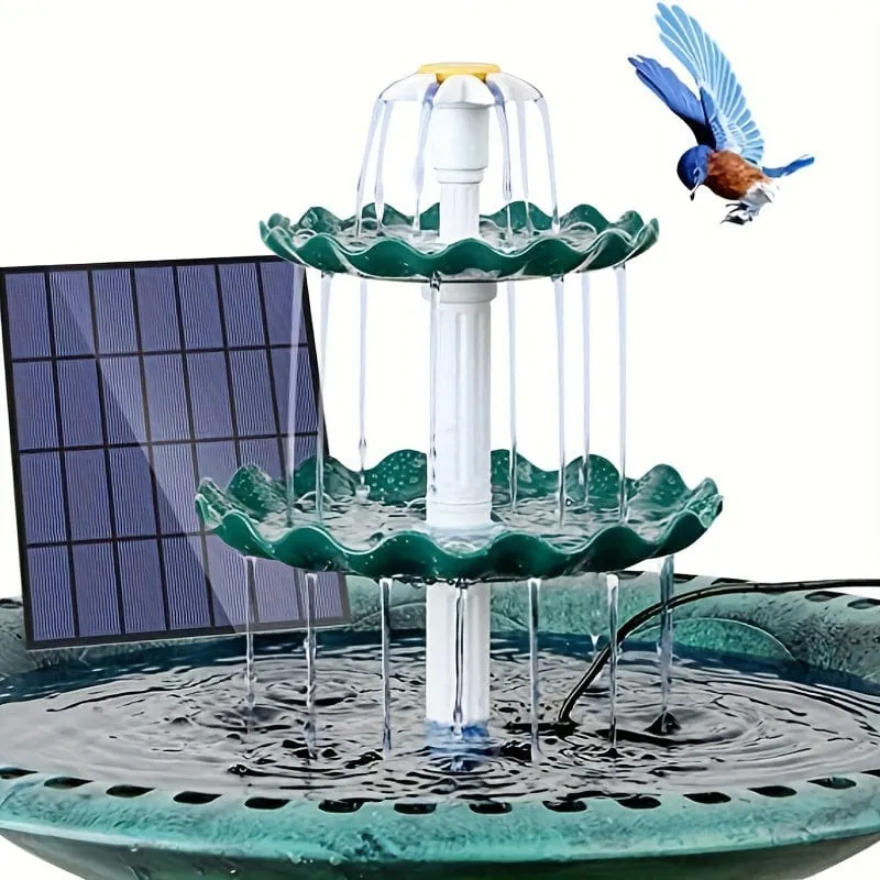 1 Stück Solar-Vogelbadbrunnen, Vogelbad mit 3.5 W Solarwasserpumpe, 1.5 W Scheibenbrunnen, abnehmbarer DIY-Solarbrunnen für Vogelbad, Terrasse, Garten, Außenbereich