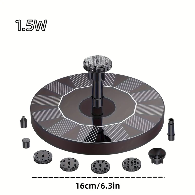 1 Stück Solar-Vogelbadbrunnen, Vogelbad mit 3.5 W Solarwasserpumpe, 1.5 W Scheibenbrunnen, abnehmbarer DIY-Solarbrunnen für Vogelbad, Terrasse, Garten, Außenbereich