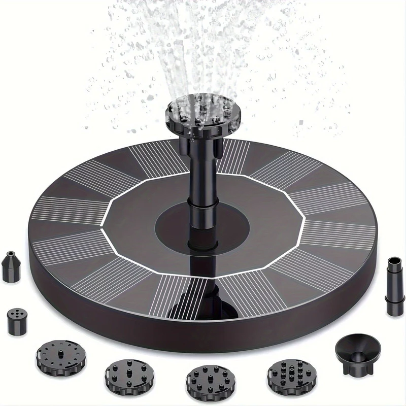 1 Stück Solar-Vogelbadbrunnen, Vogelbad mit 3.5 W Solarwasserpumpe, 1.5 W Scheibenbrunnen, abnehmbarer DIY-Solarbrunnen für Vogelbad, Terrasse, Garten, Außenbereich