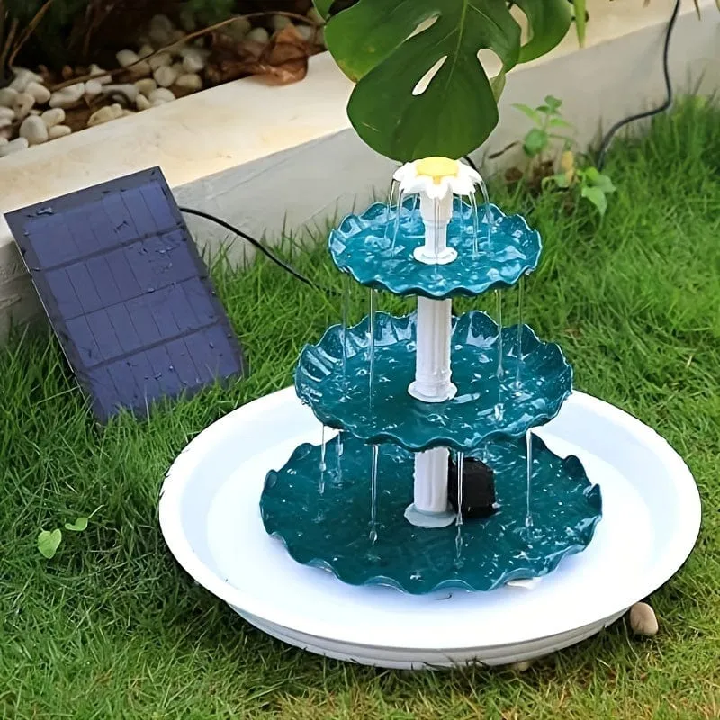 1 Stück Solar-Vogelbadbrunnen, Vogelbad mit 3.5 W Solarwasserpumpe, 1.5 W Scheibenbrunnen, abnehmbarer DIY-Solarbrunnen für Vogelbad, Terrasse, Garten, Außenbereich