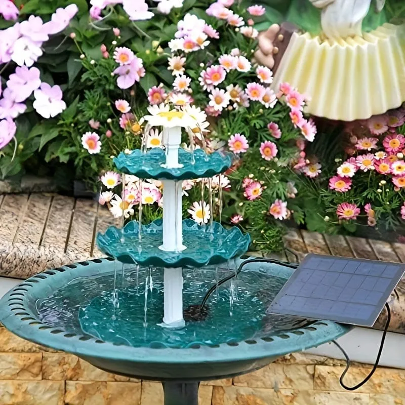 1 Stück Solar-Vogelbadbrunnen, Vogelbad mit 3.5 W Solarwasserpumpe, 1.5 W Scheibenbrunnen, abnehmbarer DIY-Solarbrunnen für Vogelbad, Terrasse, Garten, Außenbereich