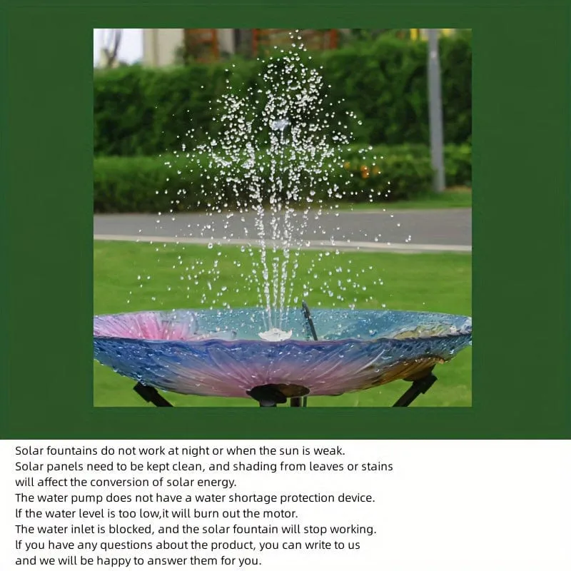 1 Stück Solar-Vogelbadbrunnen, Vogelbad mit 3.5 W Solarwasserpumpe, 1.5 W Scheibenbrunnen, abnehmbarer DIY-Solarbrunnen für Vogelbad, Terrasse, Garten, Außenbereich