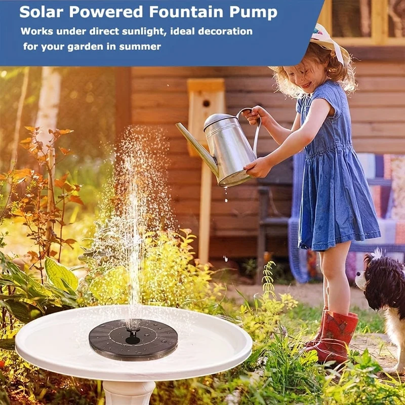 1 Stück 2.5 W Solar-Teichbrunnen mit 6 Düsen, solarbetriebener Wasserbrunnen-Bausatz für Garten, Teiche, Pool, Aquarium, Außenbereich, Teichdekoration