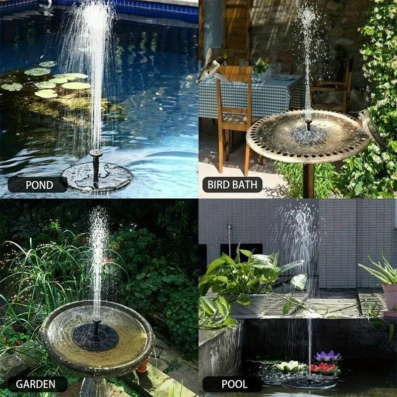1 Stück 2.5 W Solar-Teichbrunnen mit 6 Düsen, solarbetriebener Wasserbrunnen-Bausatz für Garten, Teiche, Pool, Aquarium, Außenbereich, Teichdekoration
