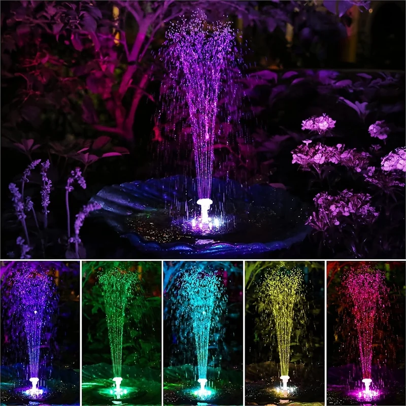1 Stück 3 W LED-Solar-Vogelbadbrunnen, Solarpanel, Modell: CP31-2410, eingebaute 1500-mAh-Batterie-Solarbrunnenpumpe, 6 Düsen, 6 Brunnenarten, geeignet für Garten, Vogelbad, Teich, Aquarium, schwimmende Solarbrunnenpumpe
