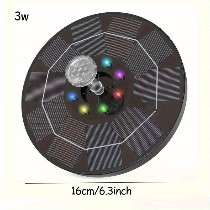 1 Stück 3 W LED-Solar-Vogelbadbrunnen, Solarpanel, Modell: CP31-2410, eingebaute 1500-mAh-Batterie-Solarbrunnenpumpe, 6 Düsen, 6 Brunnenarten, geeignet für Garten, Vogelbad, Teich, Aquarium, schwimmende Solarbrunnenpumpe