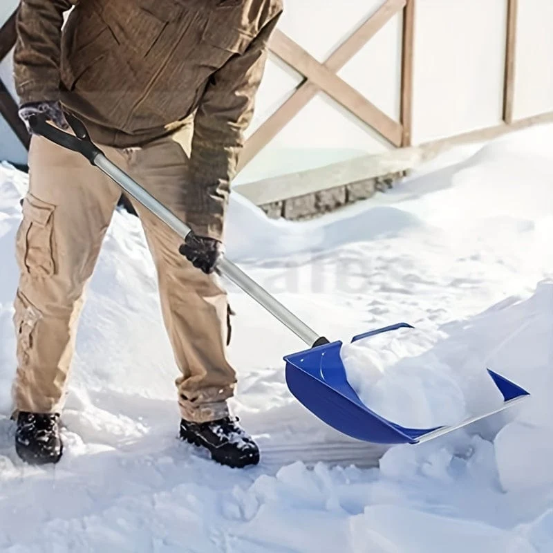 1 Stück, Schneeschaufel, 123.19 cm, große Kapazität, Schneeschaufel mit D-Griff, rutschfestem Schwamm und langlebiger Aluminiumklinge für die Einfahrt, 40.64 x 123.19 cm (blau) (rot) (schwarz)