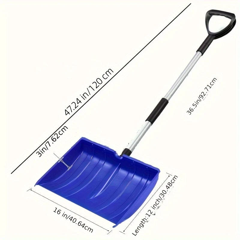 1 Stück, Schneeschaufel, 123.19 cm, große Kapazität, Schneeschaufel mit D-Griff, rutschfestem Schwamm und langlebiger Aluminiumklinge für die Einfahrt, 40.64 x 123.19 cm (blau) (rot) (schwarz)