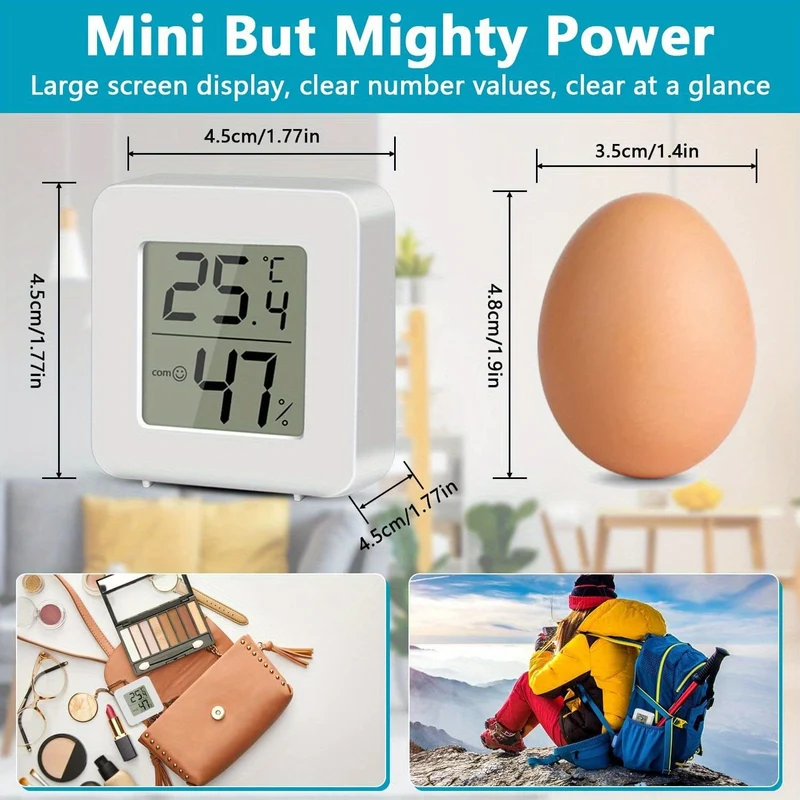 2 Stück Mini-LCD-Digital-Thermometer-Hygrometer, Innenraumthermometer, elektronisches Temperatur- und Luftfeuchtigkeitsmessgerät, Temperaturmonitor, Temperatur-Feuchtigkeitsmessgerät (nur Grad Celsius)