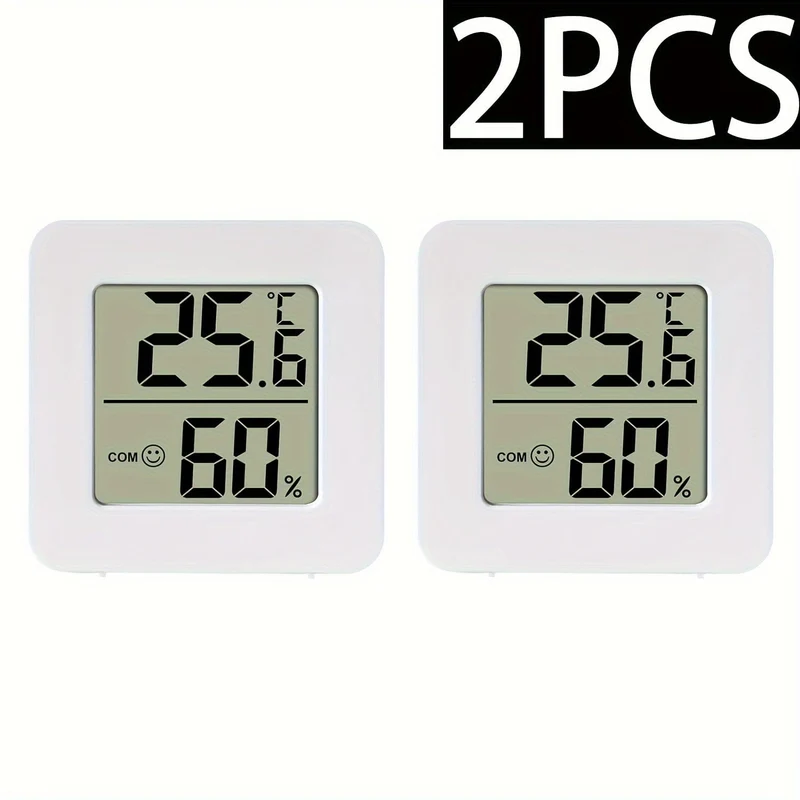 2 Stück Mini-LCD-Digital-Thermometer-Hygrometer, Innenraumthermometer, elektronisches Temperatur- und Luftfeuchtigkeitsmessgerät, Temperaturmonitor, Temperatur-Feuchtigkeitsmessgerät (nur Grad Celsius)