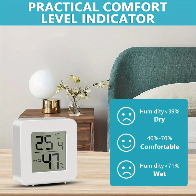 2 Stück Mini-LCD-Digital-Thermometer-Hygrometer, Innenraumthermometer, elektronisches Temperatur- und Luftfeuchtigkeitsmessgerät, Temperaturmonitor, Temperatur-Feuchtigkeitsmessgerät (nur Grad Celsius)