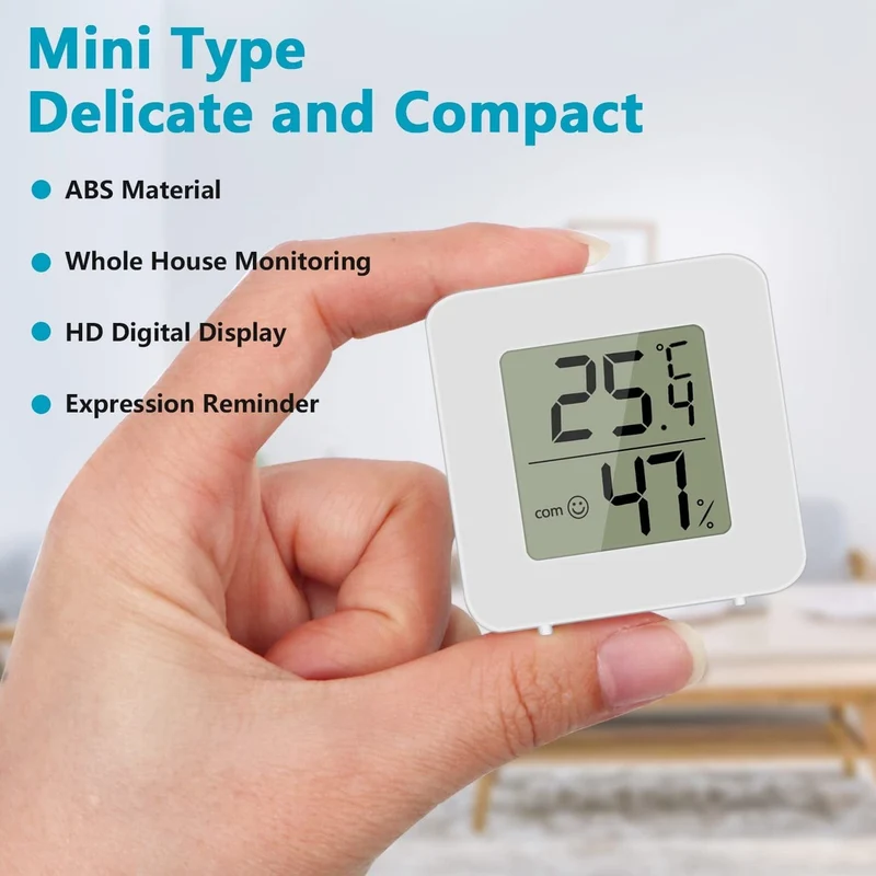 2 Stück Mini-LCD-Digital-Thermometer-Hygrometer, Innenraumthermometer, elektronisches Temperatur- und Luftfeuchtigkeitsmessgerät, Temperaturmonitor, Temperatur-Feuchtigkeitsmessgerät (nur Grad Celsius)