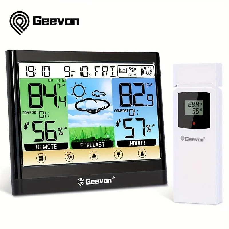 1-teilige Wetterstation, kabelloses Innen- und Außenthermometer, Hygrometer mit Taupunkt, Wärmeindex, Touch-LCD-Display, digitales Wetterthermometer mit Wecker und einstellbarer Hintergrundbeleuchtung