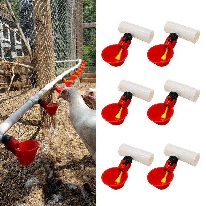 10 Stücke Automatische Hühnerwachtel-Trinkerschale Vogel-Wasserbecher Gerades Rohr Mit Gelbem Nippel Geflügel-Trinkwassersystem
