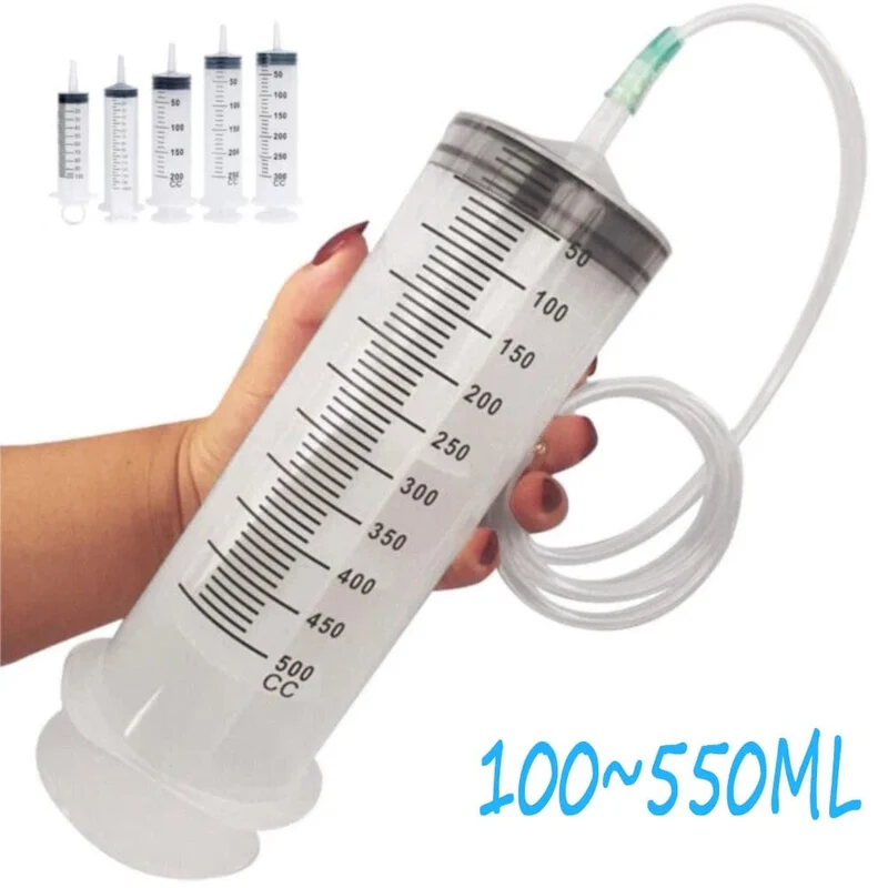 Multifunktions-Spritze mit großem Fassungsvermögen, 100–550 ml, mit 100 cm Schlauch, Pumpe, Mess- und waschbarer Injektor für Tierfütterung, Öl, Kleber, Flüssigkeit