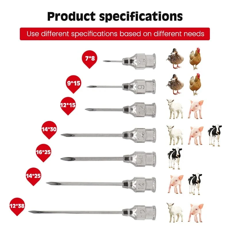10 Stück/Kartons Injektionsnadel für Nutztiere, 304 Edelstahl, Dosiernadel, Spritze, Geflügel, kleine Veterinärbedarf