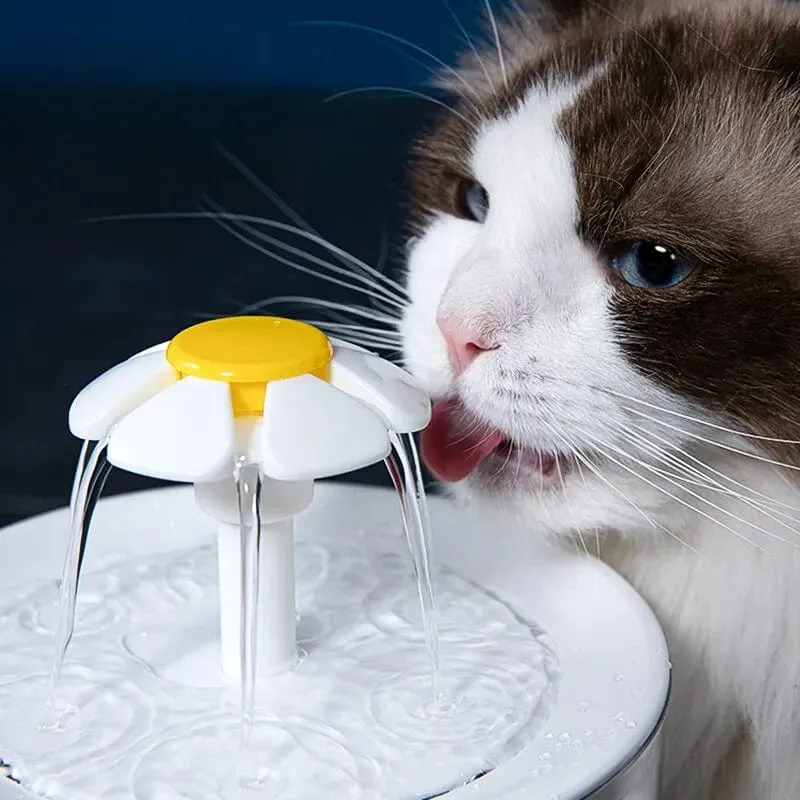 1.2 l automatischer zirkulierender Wasserbrunnen für Haustiere, stummer Wasserspender für Katzen, transparenter Blütenblatt-Wasserfilter für Hunde, bei Stromausfall
