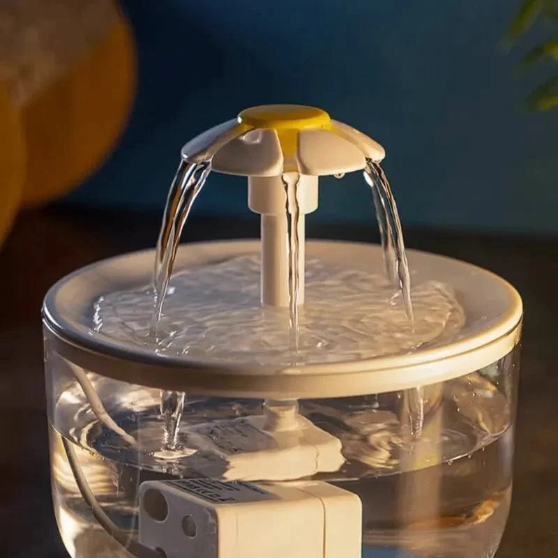 1.2 l automatischer zirkulierender Wasserbrunnen für Haustiere, stummer Wasserspender für Katzen, transparenter Blütenblatt-Wasserfilter für Hunde, bei Stromausfall