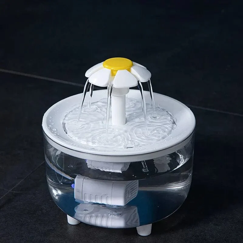 1.2 l automatischer zirkulierender Wasserbrunnen für Haustiere, stummer Wasserspender für Katzen, transparenter Blütenblatt-Wasserfilter für Hunde, bei Stromausfall