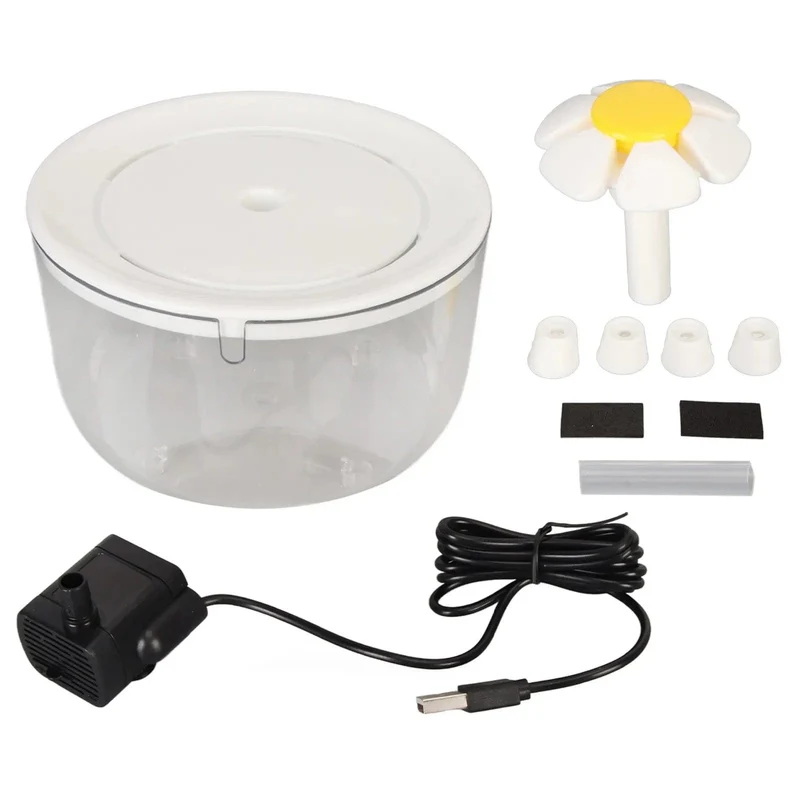 1.2 l automatischer zirkulierender Wasserbrunnen für Haustiere, stummer Wasserspender für Katzen, transparenter Blütenblatt-Wasserfilter für Hunde, bei Stromausfall