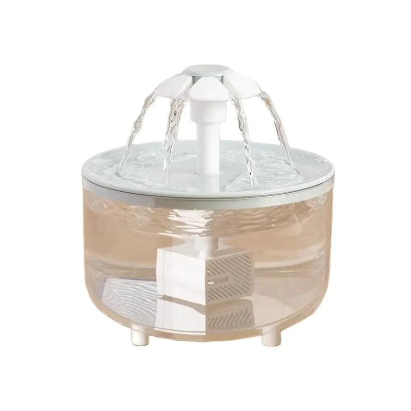 1.2 l automatischer zirkulierender Wasserbrunnen für Haustiere, stummer Wasserspender für Katzen, transparenter Blütenblatt-Wasserfilter für Hunde, bei Stromausfall