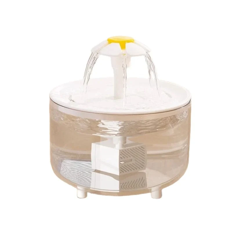 1.2 l automatischer zirkulierender Wasserbrunnen für Haustiere, stummer Wasserspender für Katzen, transparenter Blütenblatt-Wasserfilter für Hunde, bei Stromausfall