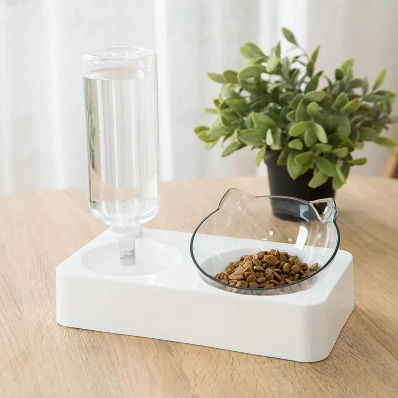 Pet Feeder 2-in-1 Pet Feeding Bowl Hund Katze Automatischer Wasserspender mit abnehmbaren Edelstahlschalen Heimtierbedarf