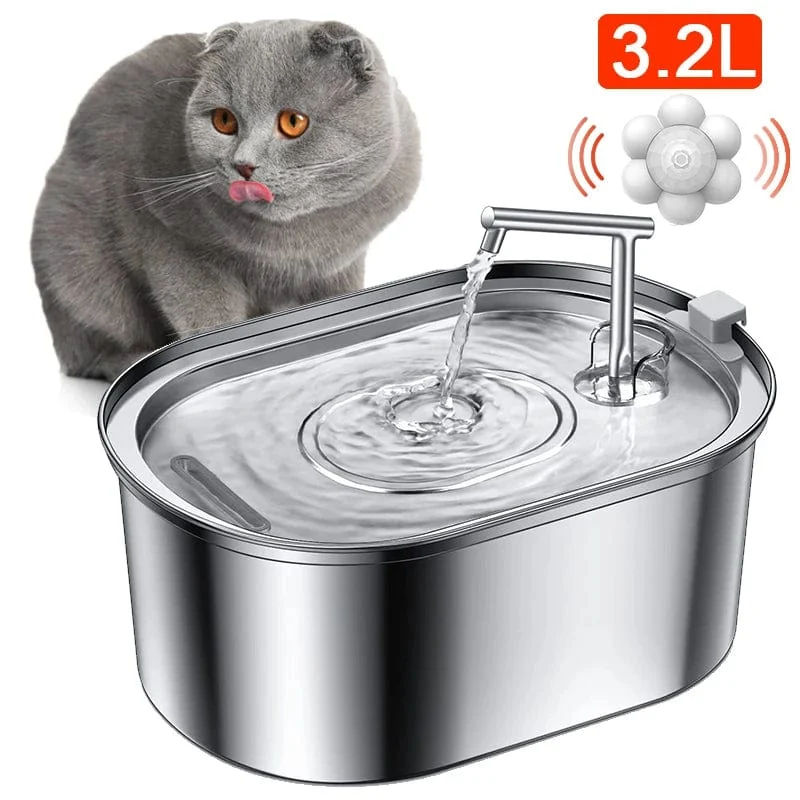 3.2 l NEU Edelstahl Katzentrinkbrunnen Automatischer Katzentrinker Trinkbrunnen Für Katzen Hunde Haustier Wasserspender Zubehör
