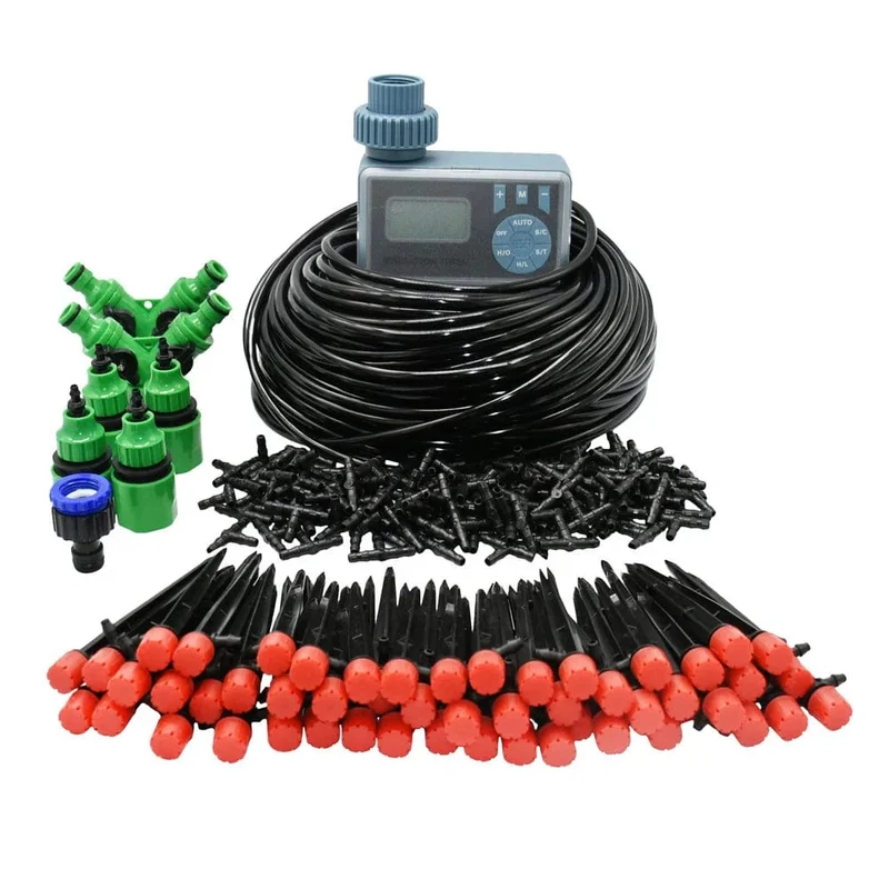 5-50M Automatisches Gartenbewässerungssystem DIY Timer Wassertropfbewässerungssystem Pflanzenbewässerungsset Rote Tropfer Set
