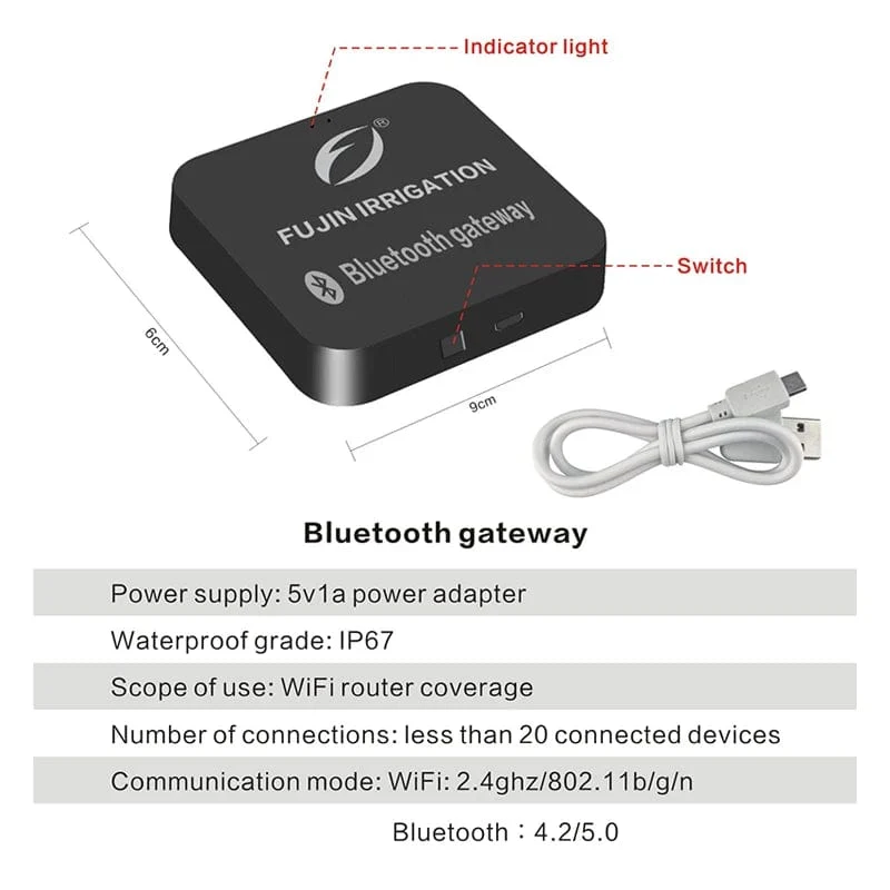 FUJIN Bewässerung Bluetooth WiFi Gateway Blumenbewässerungssteuerung Timing Bewässerungsartefakt automatischer Smartphone-Ferntimer