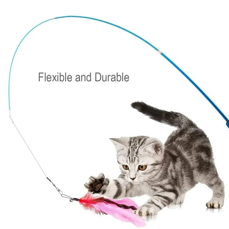 11-teiliges Ersatz-Katzenfeder-Spielzeug-Set, Feder-Ersatzkopf, einziehbarer Katzenstab, Katzenprodukte