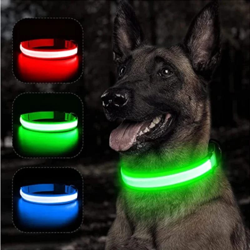 LED leuchtendes Hundehalsband, verstellbar, blinkend, Rechargea, leuchtendes Halsband, Nacht-Anti-Lost-Hundelichtgeschirr für kleine Hunde
