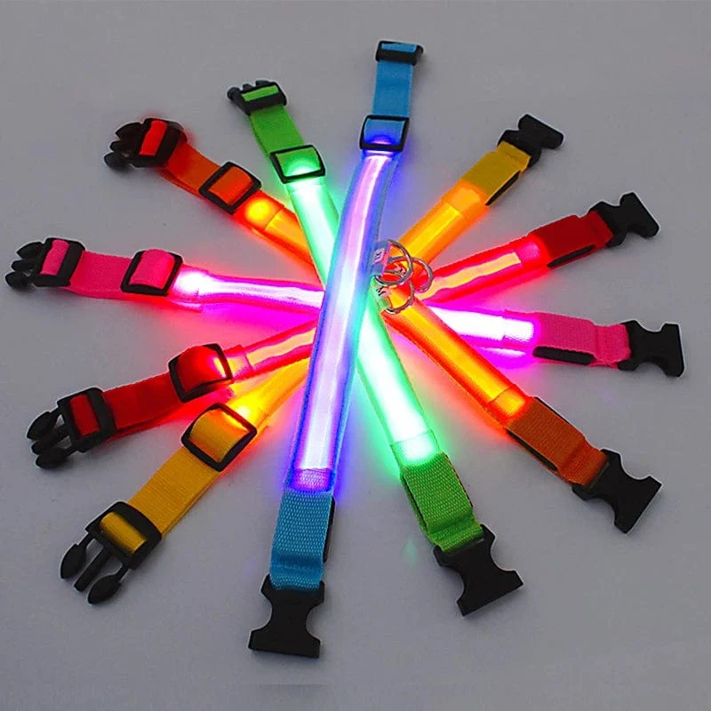LED leuchtendes Hundehalsband, verstellbar, blinkend, Rechargea, leuchtendes Halsband, Nacht-Anti-Lost-Hundelichtgeschirr für kleine Hunde
