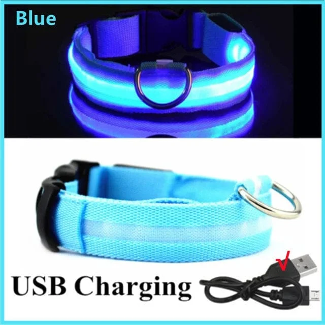 LED leuchtendes Hundehalsband, verstellbar, blinkend, Rechargea, leuchtendes Halsband, Nacht-Anti-Lost-Hundelichtgeschirr für kleine Hunde