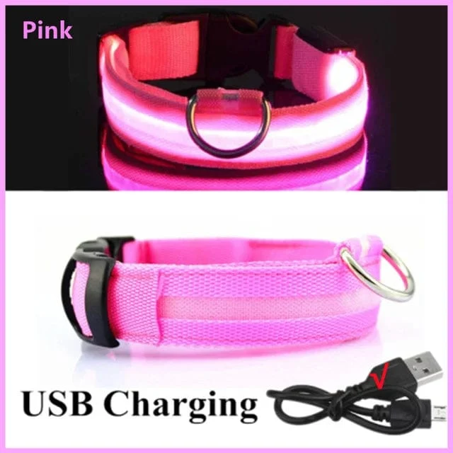 LED leuchtendes Hundehalsband, verstellbar, blinkend, Rechargea, leuchtendes Halsband, Nacht-Anti-Lost-Hundelichtgeschirr für kleine Hunde