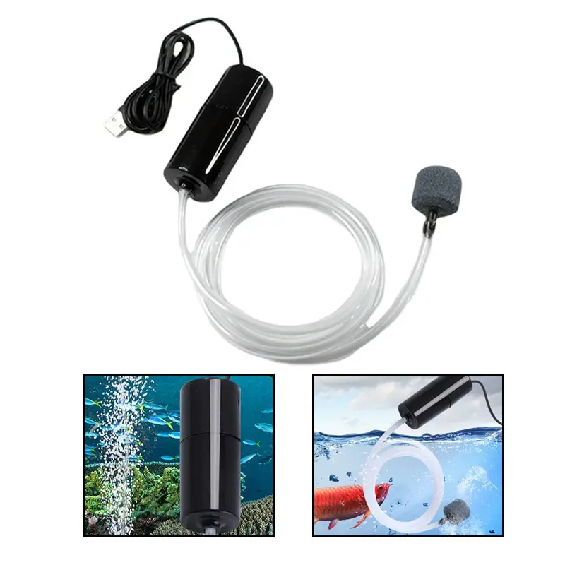 Leiser Oxygenator, kleine Sauerstoffpumpe, tragbare Mini-USB-Aufladung, Sauerstoffpumpe für Aquarien, Fischzucht, Aquariumzubehör