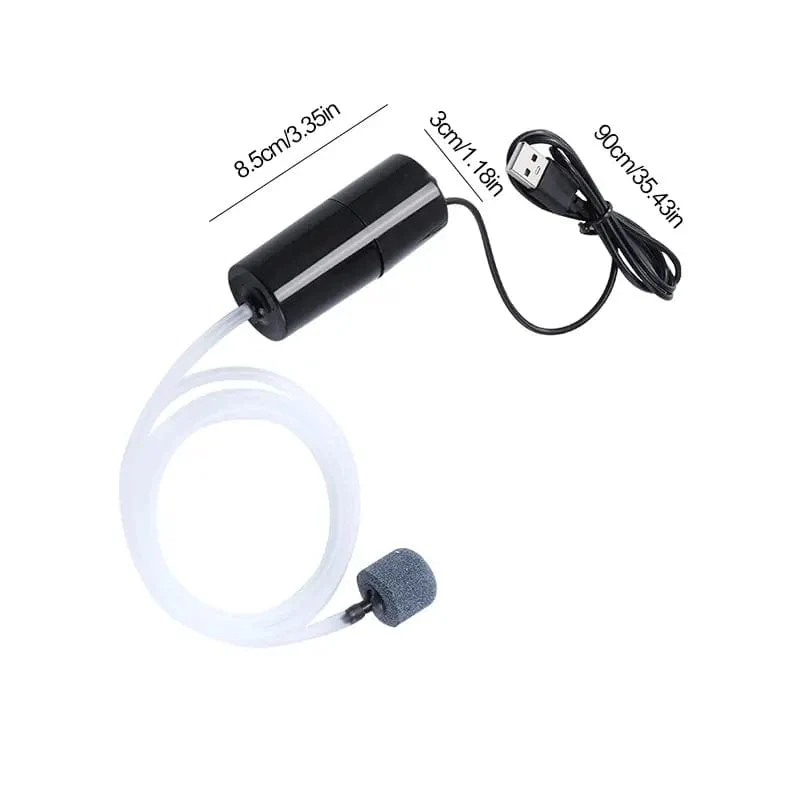 Leiser Oxygenator, kleine Sauerstoffpumpe, tragbare Mini-USB-Aufladung, Sauerstoffpumpe für Aquarien, Fischzucht, Aquariumzubehör
