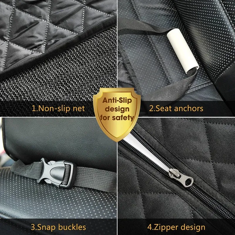 Autositzbezug für Hunde, 100 % wasserdicht, Hundesitzbezug mit Seitenklappen, Haustier-Sitzbezug für die Rückbank, schwarze Träger-Hängematte, umwandelbar