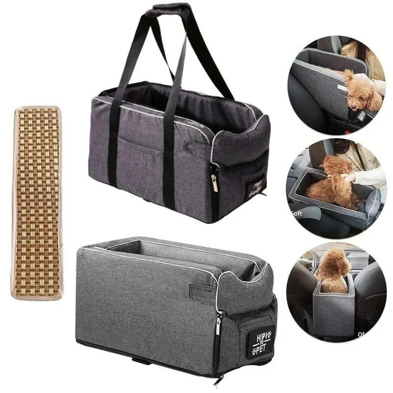 Hundeautositz, Haustierbedarf, Reisetaschen für Hunde und Katzen, tragbare Auto-Mittelkonsole, Hundeautositz, Bettträger, Sicherheits-Katzenzubehör