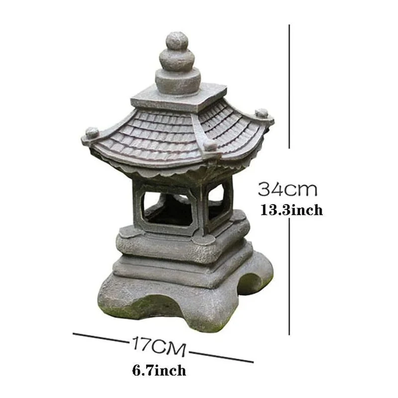 Dekoration Zen-Ornamente Solarbetriebene Turm Gartenstatue Palastlaternen Chinesische Solarlampe Steinhof Pagodenlaterne