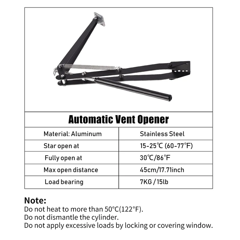Gartengewächshaus Automatischer Fensterentlüftungsöffner Temperatursensor Offene Werkzeuge Outdoor Camping Indoor Gewächshaus Fensteröffner