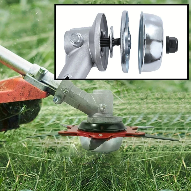 5 Stück/Set Klingenadapter-Aufsatz-Wartungsset für Stihl FS55 FS55R FS56 FS56RC FS70R FS80 FS85 FS90 FS90R FS94 FS100RX FS110 FS120 FS130 FS130R (Anlaufscheibe, Reiterplatte, Kragenmutter, Schraubenschlüssel)