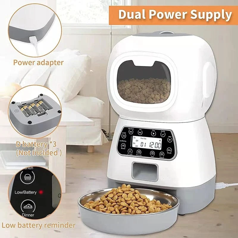 3.5 l automatischer Futterspender für Haustiere, intelligenter Futterspender für Hunde und Katzen, Schüssel, Timer, Roboter, Fütterungswasserspender für Haustiere, automatischer Sensor, Katzenbrunnen