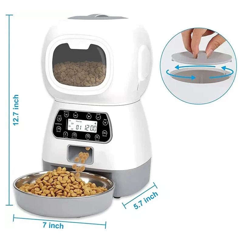 3.5 l automatischer Futterspender für Haustiere, intelligenter Futterspender für Hunde und Katzen, Schüssel, Timer, Roboter, Fütterungswasserspender für Haustiere, automatischer Sensor, Katzenbrunnen